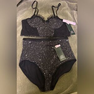NEW WILD FABLE SEQUIN TWO PIECE INTIMATES SET MEDIUM